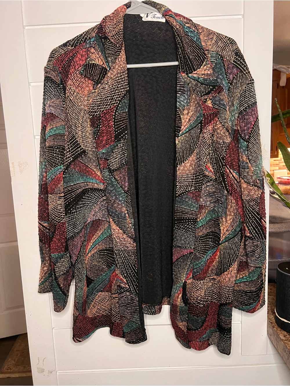 Vintage N Touch Art to Wear Blazer Jacket Multicolor Metallic Gold Abstract Knit